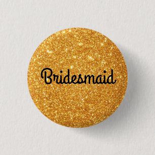 Gold Glitter Bridesmaid 3 Cm Round Badge