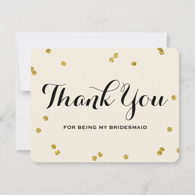 Gold Glitter | Bridesmaid Thank You Cards (Front)
