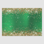 Gold Glitter Bright Green Ombre Foil Tissue Paper<br><div class="desc">Glam style tissue paper for the holidays or other special event.
The edges feature faux golden glitter and sparkles. 
The background is a bright holiday green ombre foil digital art.
These artistic designs print like a photo on your gift wrapping supplies.</div>