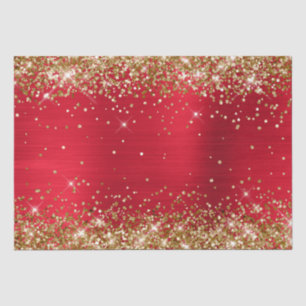 Gold Glitter Bright Red Ombre Foil Tissue Paper