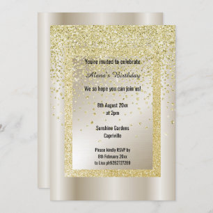 Gold Glitter Bronze Modern All Occassion Custom Invitation
