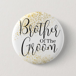 Gold Glitter brother of groom wedding Button