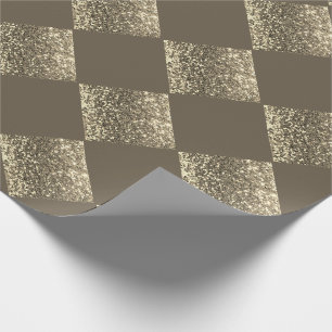 Gold Glitter Brown Abstract Chic Wrapping Paper