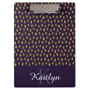Gold Glitter Brush Strokes of Purple Clipboard