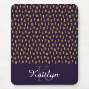 Gold Glitter Brush Strokes on Purple Mouse Mat