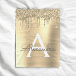 Gold Glitter Brushed Metal Monogram Name Fleece Blanket<br><div class="desc">Gold Faux Foil Metallic Sparkle Glitter Brushed Metal Monogram Name and Initial Fleece Blanket. This makes the perfect sweet 16 birthday,  wedding,  bridal shower,  anniversary,  baby shower or bachelorette party gift for someone that loves glam luxury and chic styles.</div>