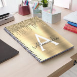 Gold Glitter Brushed Metal Monogram Name Notebook<br><div class="desc">Gold Faux Foil Metallic Sparkle Glitter Brushed Metal Monogram Name and Initial Spiral Notebook. This makes the perfect sweet 16 birthday,  wedding,  bridal shower,  anniversary,  baby shower or bachelorette party gift for someone that loves glam luxury and chic styles.</div>