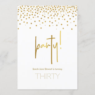 Gold glitter bubbly 30th birthday party invitation