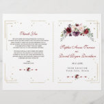 Gold Glitter Burgundy Floral Wedding Program<br><div class="desc">Modern and elegant design featuring burgundy plum blush watercolour flowers bouquet,  faux gold glitter broken frame,  floral divider; on white background. Matching items could be found in my Burgundy Blush Flowers Collection.</div>