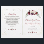Gold Glitter Burgundy Floral Wedding Program<br><div class="desc">Modern and elegant design featuring burgundy plum blush watercolour flowers bouquet,  faux gold glitter broken frame,  floral divider; on white background. Matching items could be found in my Burgundy Blush Flowers Collection.</div>