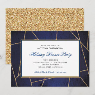 Gold Glitter   Business Holiday Dinner Party Invitation