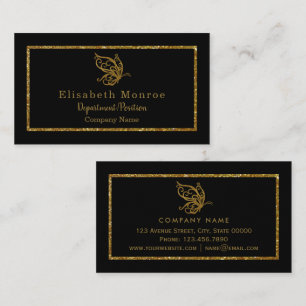 Gold Glitter Butterfly Business Card