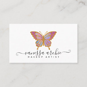Gold Glitter Butterfly Logo Business Card
