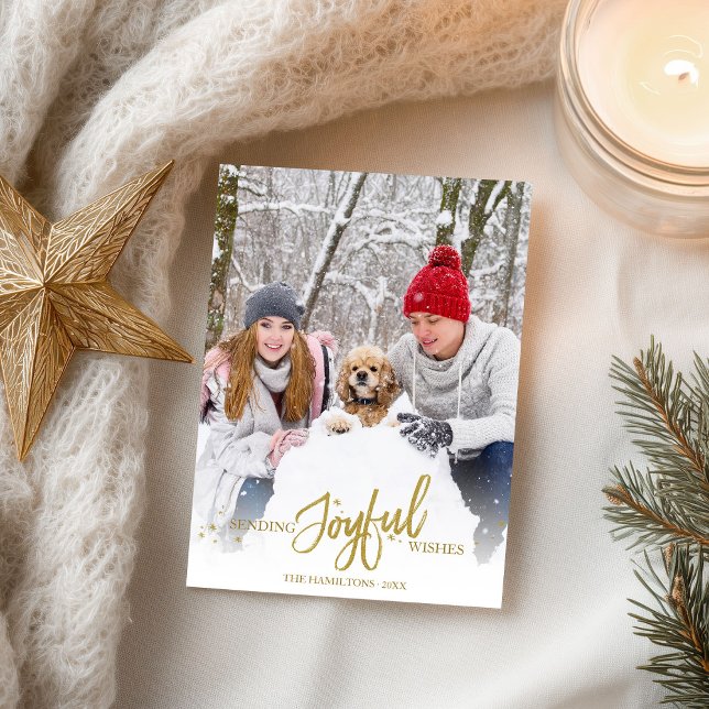 Gold Glitter Calligraphy Photo Christmas Holidays Postcard (Creator Uploaded)