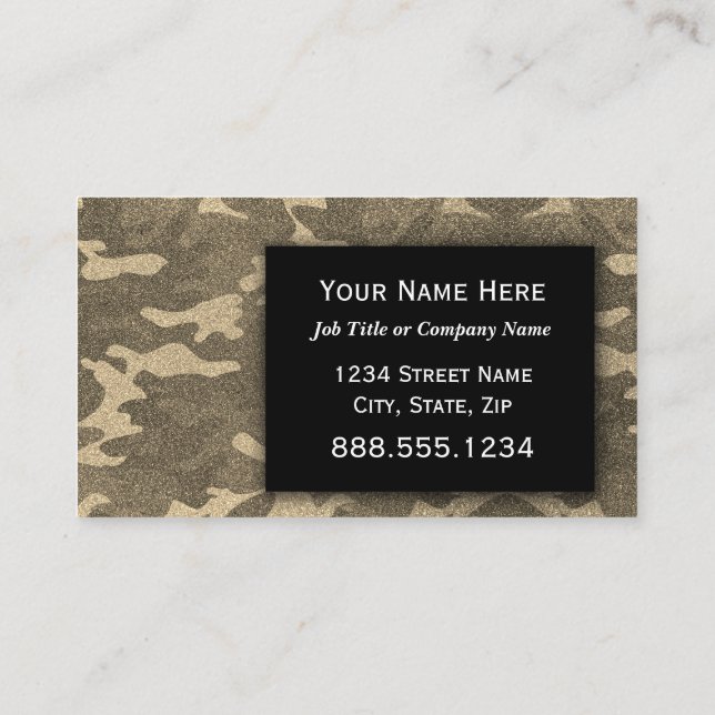 Gold Glitter Camouflage Professional Social Media Business Card (Back)