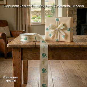 Gold Glitter Capricorn Zodiac Birthday Gift Satin Ribbon