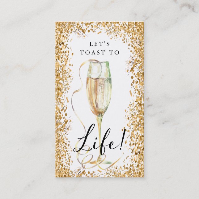 Gold Glitter Champagne Birthday Party Bookmark Business Card (Front)