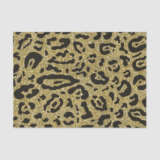 Gold Glitter Cheetah Leopard Animal Print Party  Tissue Paper (Front)