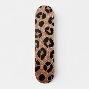 Gold Glitter Cheetah Print Bold Design Skateboard