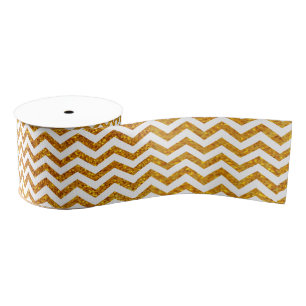 Gold Glitter Chevron Holiday Satin Ribbon Grosgrain Ribbon