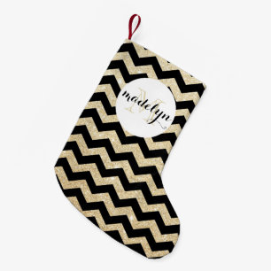 Gold Glitter Chevron Monogram Stocking
