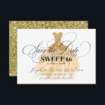 Gold Glitter Chic Dress Sweet 16 Birthday Save The Date<br><div class="desc">Gold Glitter Chic Dress Sweet 16 Birthday Save the Date</div>