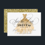 Gold Glitter Chic Dress Sweet 16 Birthday Save The Date<br><div class="desc">Gold Glitter Chic Dress Sweet 16 Birthday Save the Date</div>