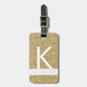 Gold Glitter Chic Minimal Modern Monogrammed Luggage Tag