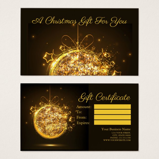Gold glitter Christmas bauble (Front & Back)