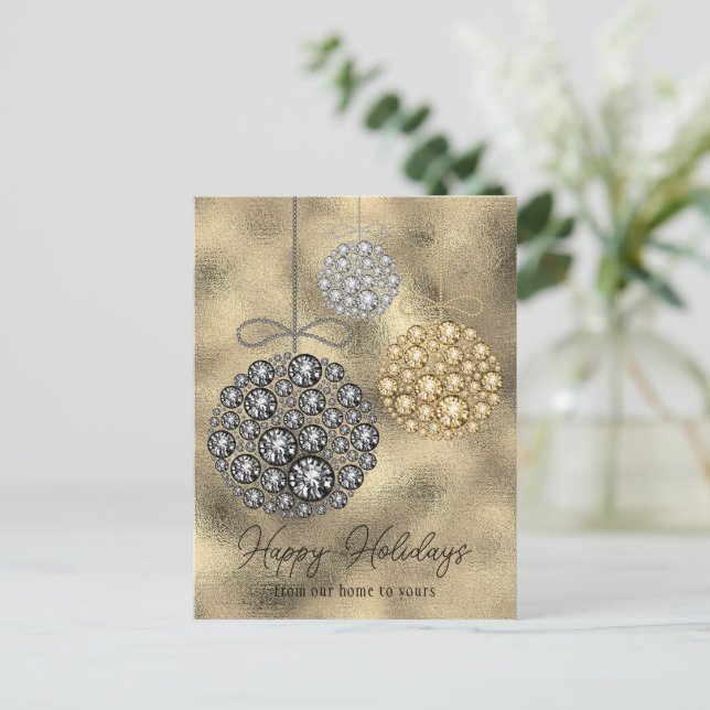 Gold Glitter Christmas Elegant Happy Holidays Holiday Postcard (Standing Front)