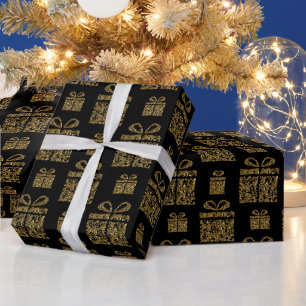 Gold Glitter Christmas Gift Wrapping Paper