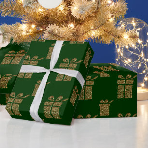 Gold Glitter Christmas Gift Wrapping Paper