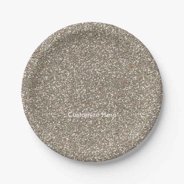 Gold Glitter Christmas Holiday Party Plates (Front)