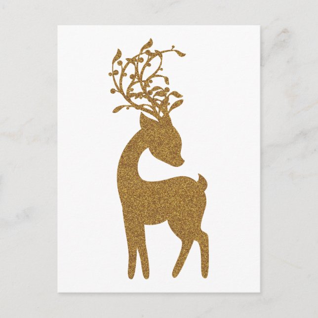 Gold Glitter Christmas Holiday Reindeer (Front)