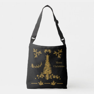 Gold Glitter Christmas, Merry Christmas Crossbody Bag