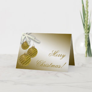 Gold Glitter Christmas Ornaments Holiday Card