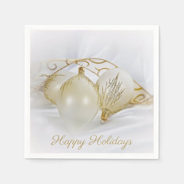 Gold glitter Christmas ornaments Napkin (Front)