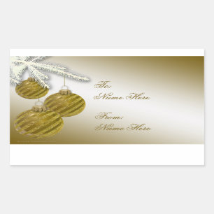 Gold Glitter Christmas Ornaments Rectangular Sticker