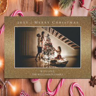Gold Glitter Christmas Photo Card