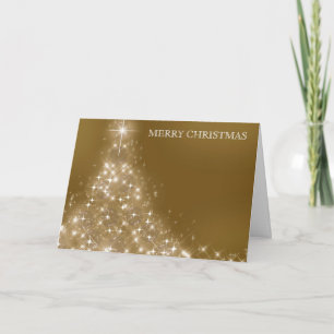 Gold Glitter Christmas Tree Decor Holiday Card