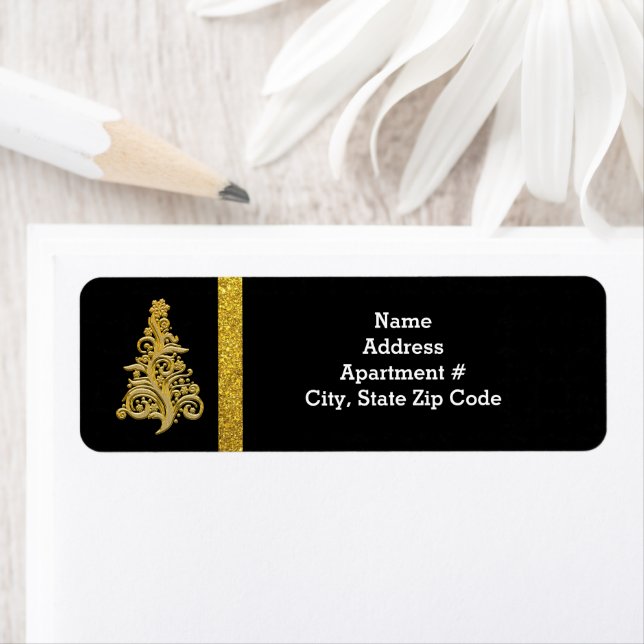 Gold Glitter Christmas Tree on Black Return (Insitu)