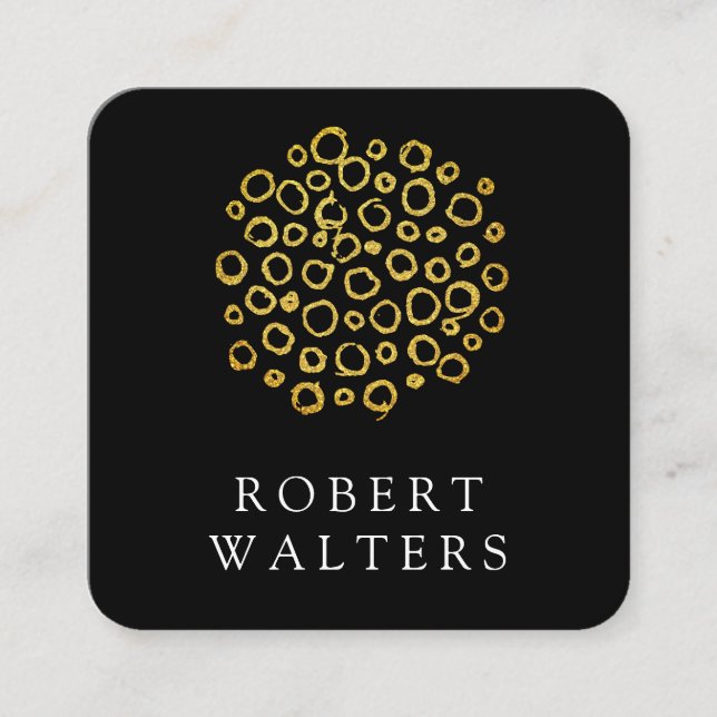 Gold Glitter Circle Foil Pattern Square Business Card (Front)
