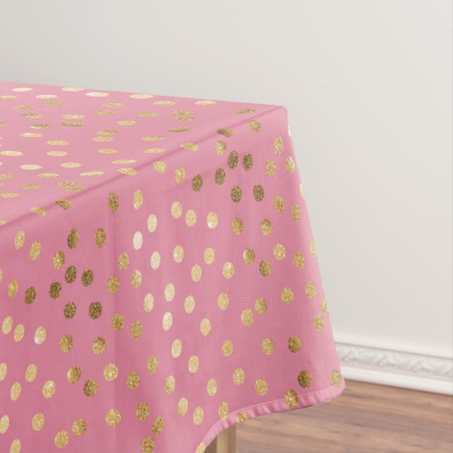 Gold Glitter City Dots on Candy Pink Tablecloth (In Situ)