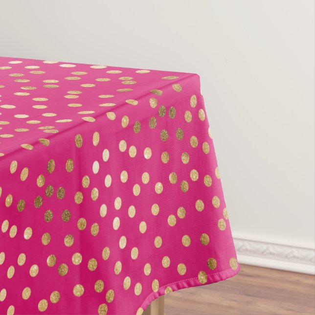 Gold Glitter City Dots on Hot Pink Table Cloth (In Situ)