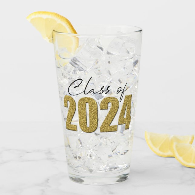 Gold Glitter Class of 2024 Glass (Front Ice)