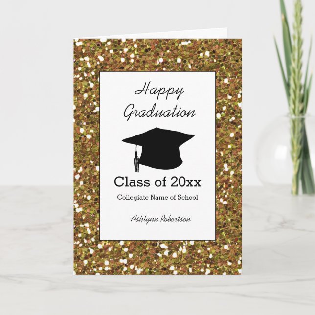 Gold Glitter Class of 2025 Graduation Card (Front)