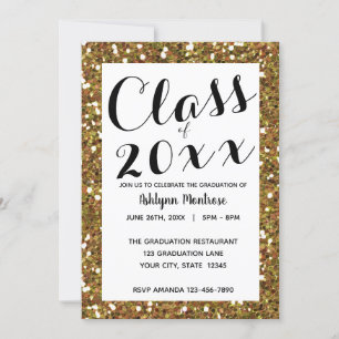 Gold Glitter Class of 2025 Graduation Invitation