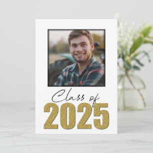 Gold Glitter Class of 2025 Photo Announcement
