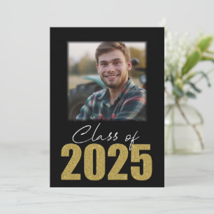 Gold Glitter Class of 2025 Photo Open House Invitation