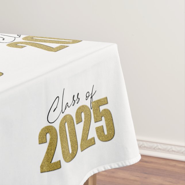 Gold Glitter Class of 2025 Tablecloth (In Situ)